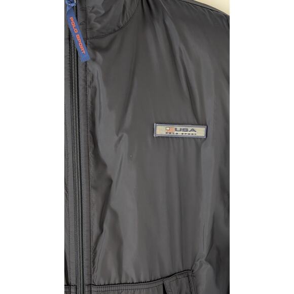 Vintage Polo Sport Reversible Jacket L Navy Green 90s Ralph Lauren USA Flag Rare - Picture 12 of 16